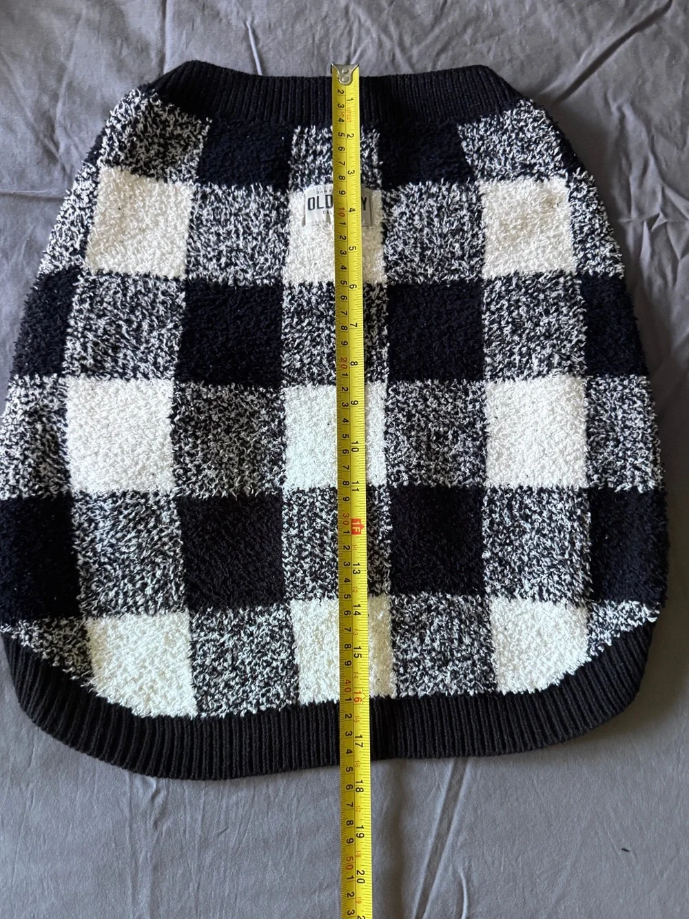 Old Navy Black & White Buffalo Plaid Dog Sweater